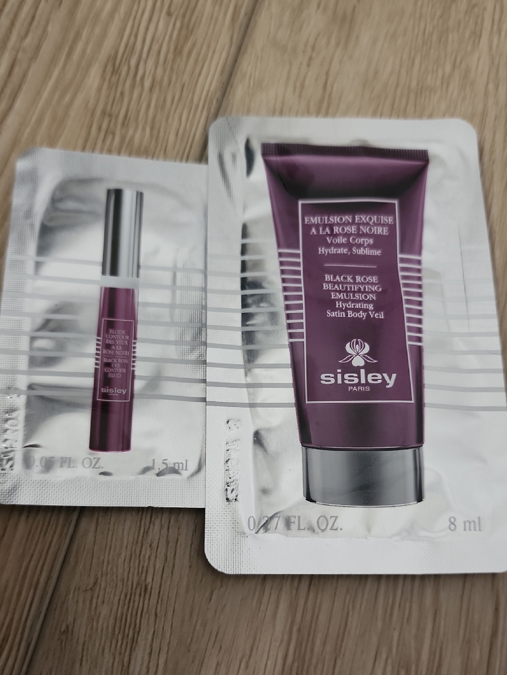 2 Pcs Sisley Black Rose Beautifying Emulsion , Eye Contour Fluid Sample Sachets